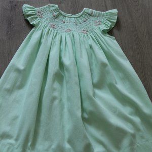 GIRLS WILL BETH LIGHT GREEN W PINK EMBROIDERY SMOCKED DRESS 3 T